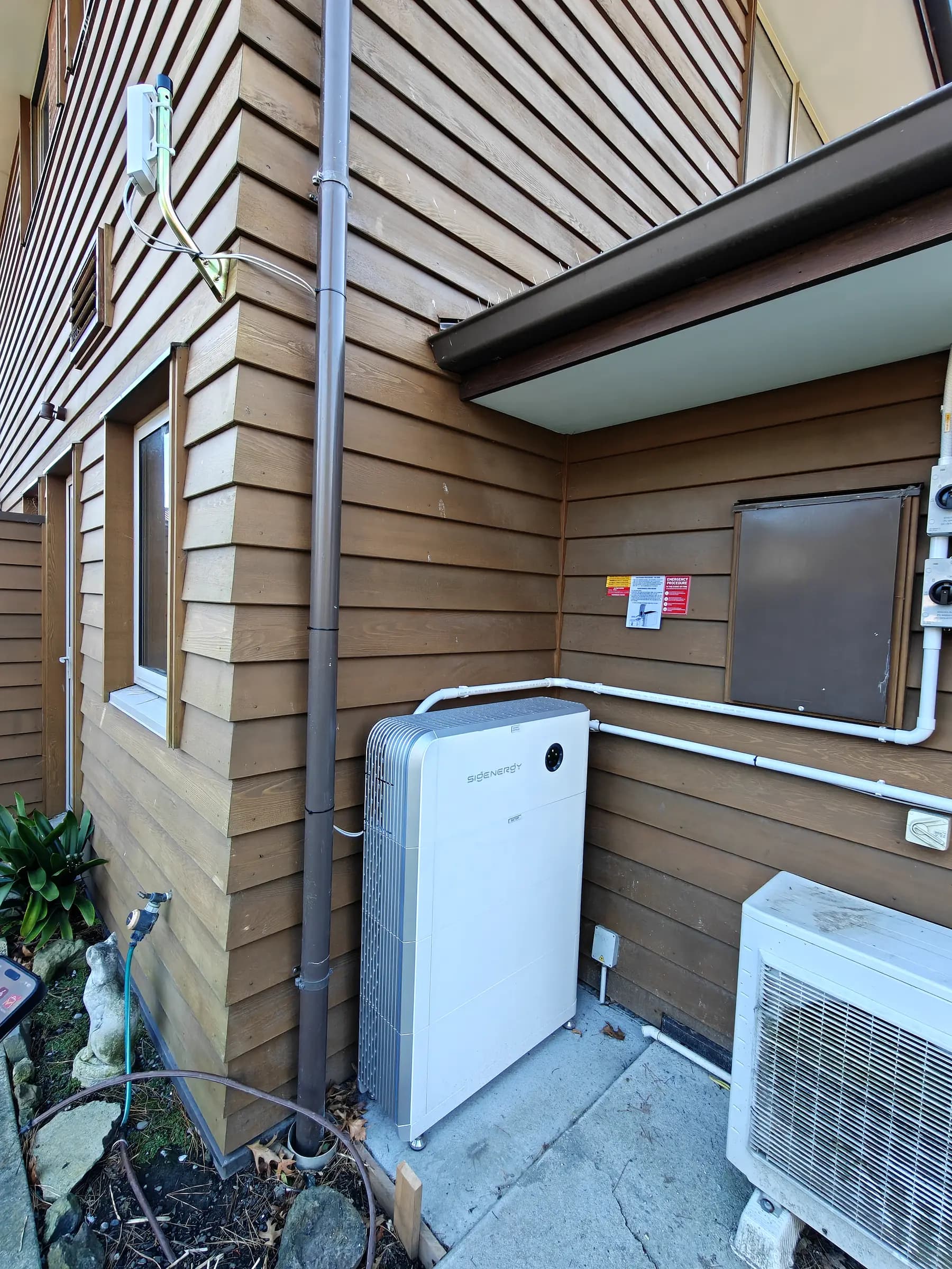 Outdoor home battery and backup equipment at Kennedys Bush