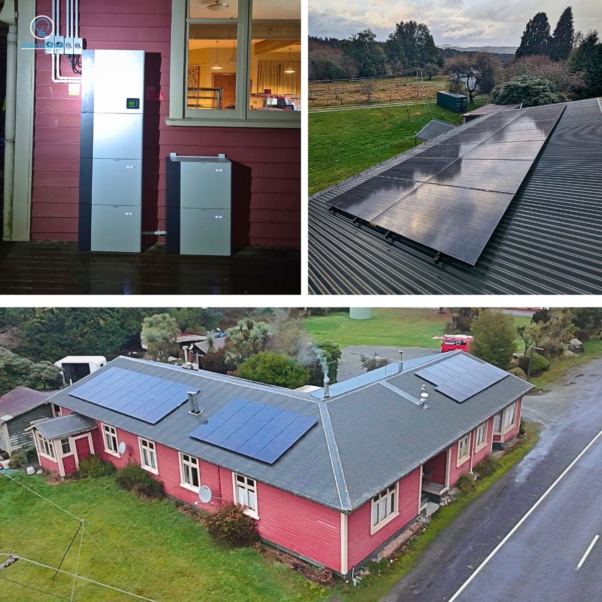 Rural solar array and battery installation at Maruia