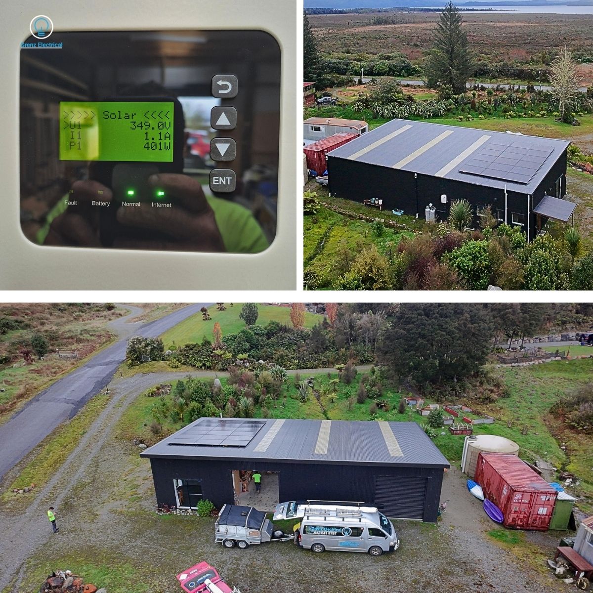 West Coast solar installation on a rural building near Moana
